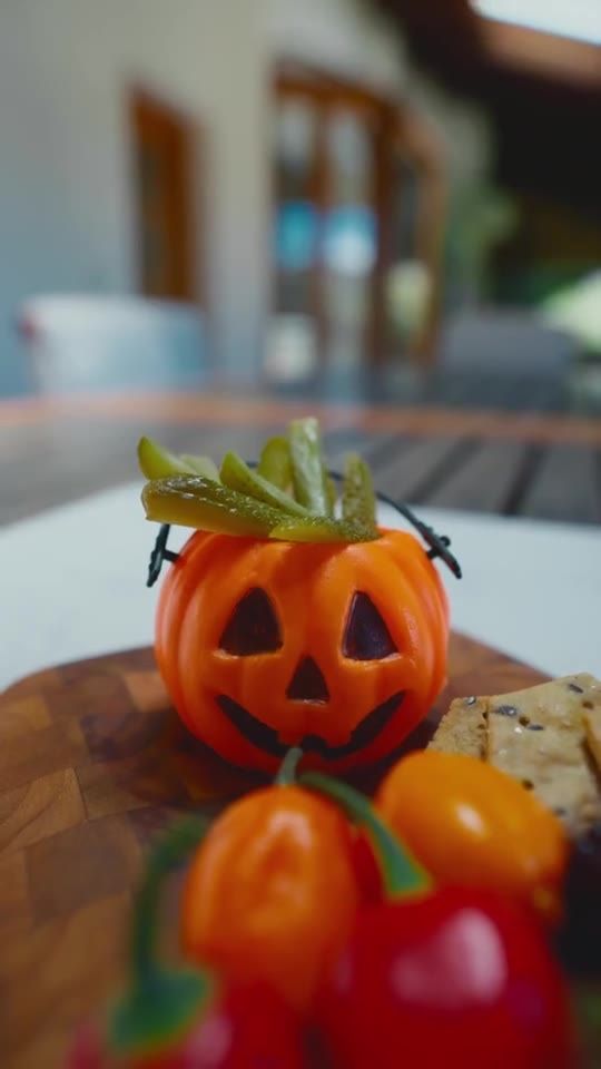 Decorative Halloween pumpkin in close-up
