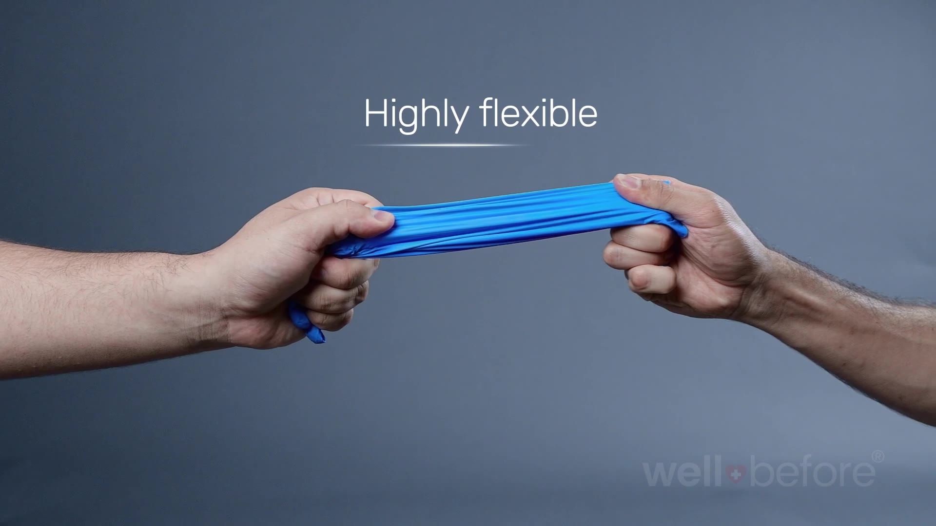 Glove stretching between two hands